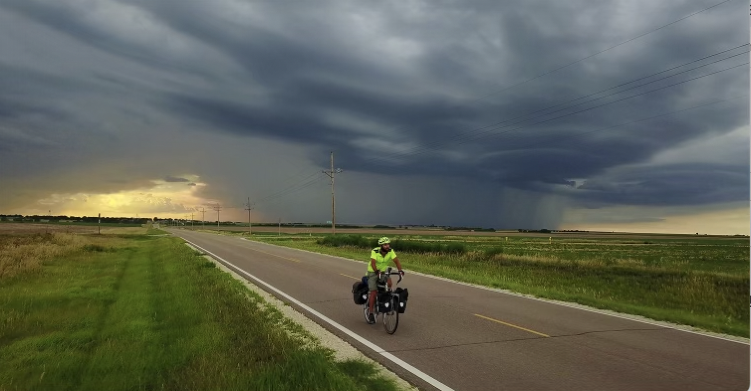 a cyclist from above 